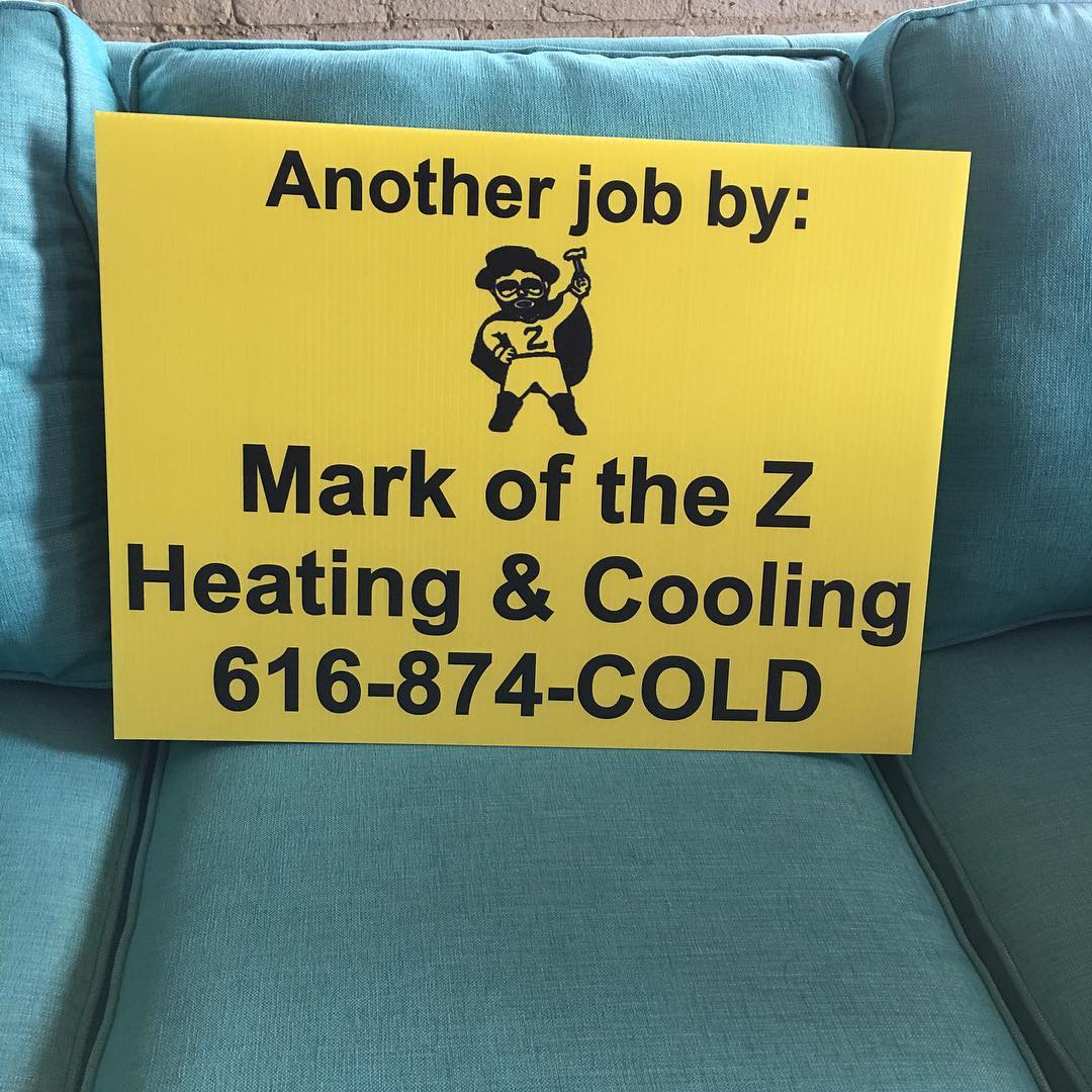 Custom yard sign for heating and cooling business
